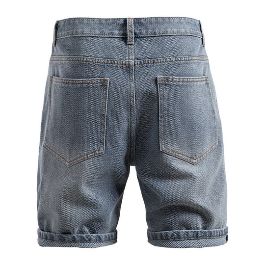 Herren nan Jeansshorts mit Umschlag, mittelhoher Bund und klassischer Taschenaufteilung EB