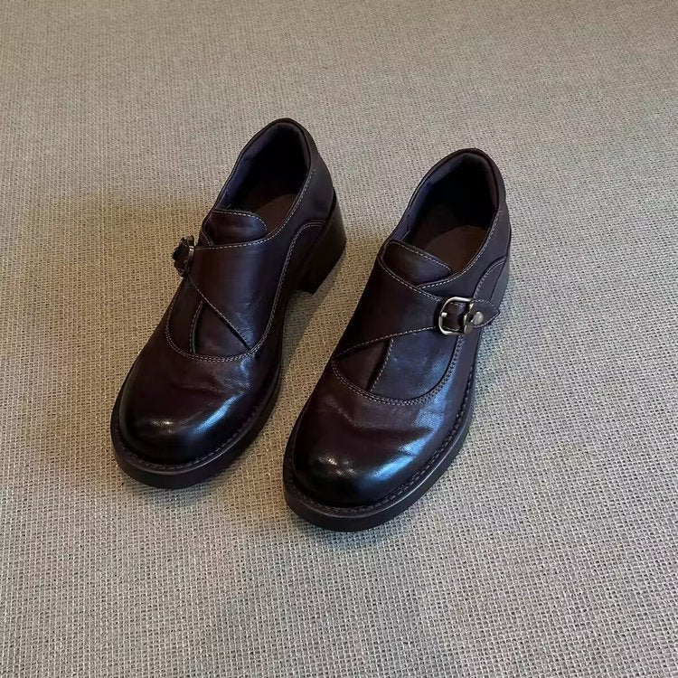 Damen komfortable und elegante Riemchen-Ballerinas mit dekorativer Schnalle EB