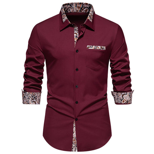 Herren klassisches Langarmhemd mit modernem Paisley-Muster EB