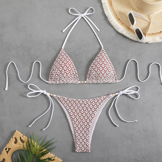 Damen Triangel-Bikini-Set mit verspielten Rüschendetails EB