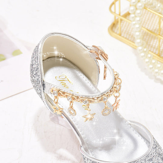 Mädchen Glitzernde Ballerinas mit verstellbarem Riemchen und funkelnden Anhängern EB