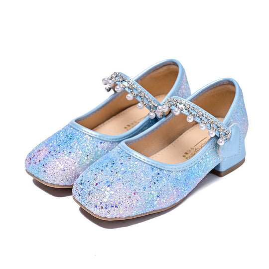 Mädchen Glitzernde Mary Jane Ballerinas mit Perlen und Schleifendekor EB
