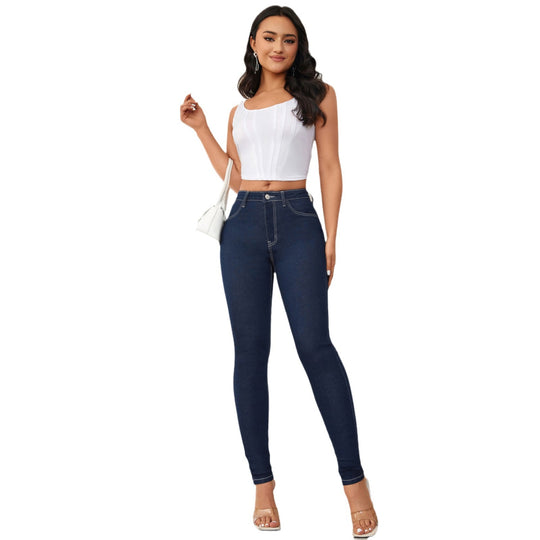Damen Hochtaillierte Skinny Jeans mit konturierender Passform EB
