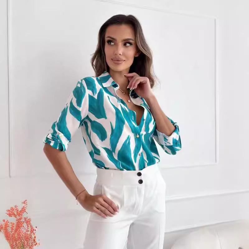 Damen Bluse mit floralen Akzenten und lässigem Schnitt EB