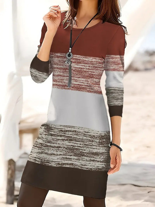 Damen Freizeitkleid mit modernem Streifenmuster und bequemen Schnitt EB