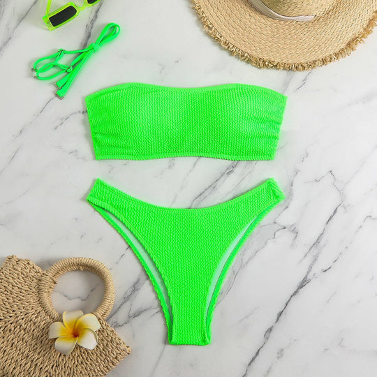 Damen Bandeau-Bikini-Set mit strukturiertem Gewebe EB