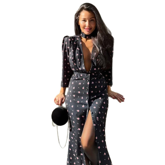 Damen Jumpsuit mit tiefem V-Ausschnitt und stilvollem Schlitz EB