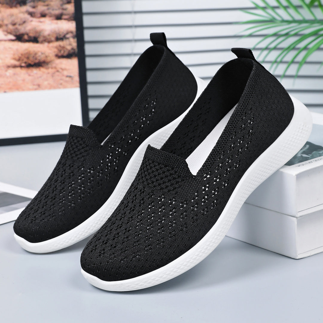 Damen Atmungsaktive Slip-On Sneakers mit elastischem Strickoberteil EB