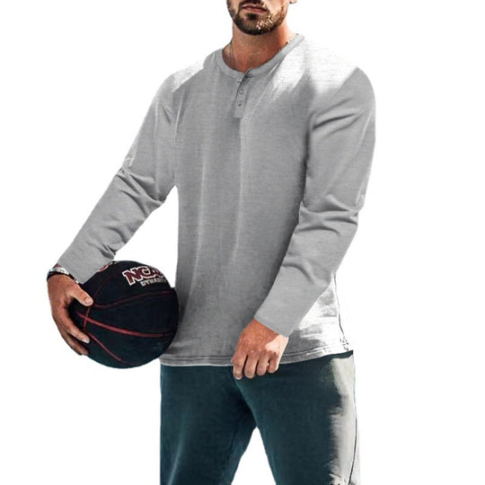 Herren Langarm-Henley-Shirt mit praktischem Knopfdesign und lässigem Schnitt EB