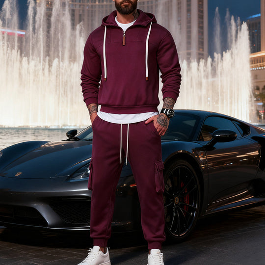 Herren Cargo-Joggerhose mit multifunktionalen Klapptaschen elastischem Bund und gerippten Bündchen EB