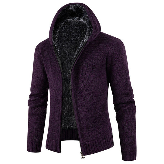 Herren kuschelige Strickjacke mit hohem Kragen und praktischen Taschen EB