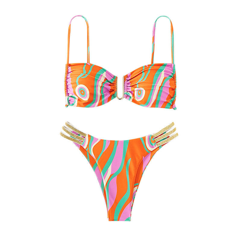Damen Bikini mit auffälligem Wellendesign EB