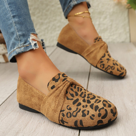 Damen Mokassins mit modischem Leopardenmuster und eleganter Schleifenapplikation EB