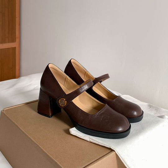 Damen modische Mary Jane Pumps mit komfortablem Blockabsatz EB