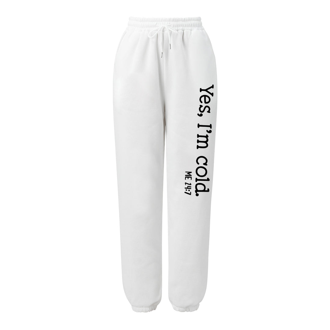 Damen nan weite Jogginghose hochgeschnitten mit seitlichem Statementprint und elastischem Bund EB
