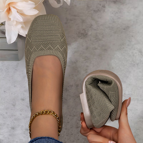 Damen Bequeme Ballerinas aus elastischem Strickmaterial mit flexibler Sohle EB