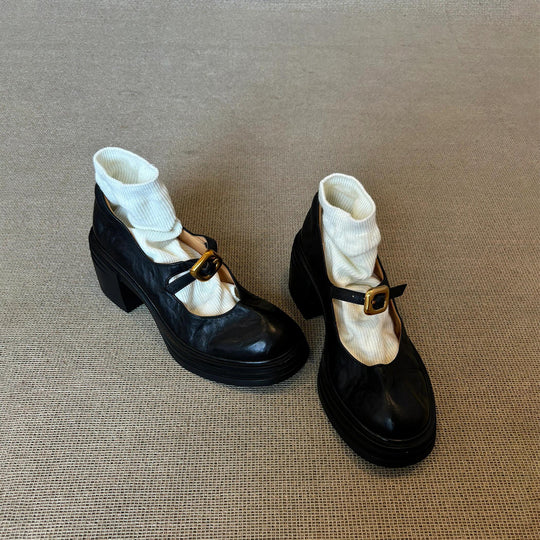 Damen elegante Ballerina-Pumps mit verstellbarem Riemchen und stabiler Absatzhöhe EB