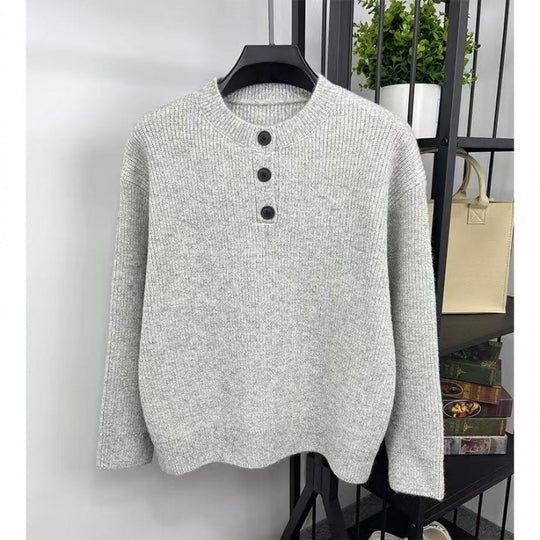 Damen Feinstrickpullover mit Knopfdetails EB
