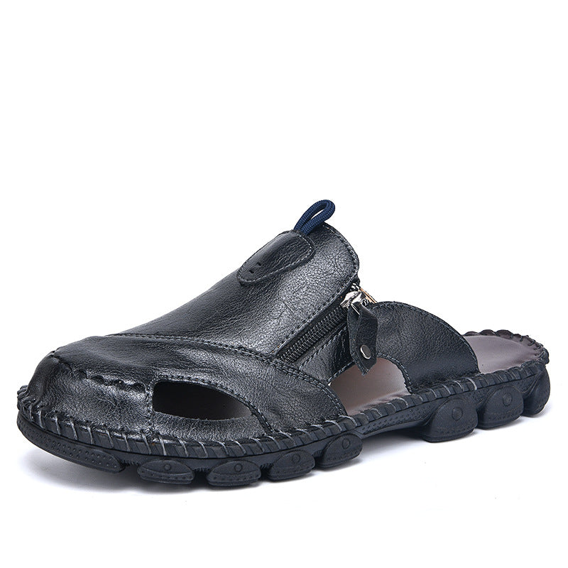 Herren Bequeme Leder-Sandalen mit verstellbarem Riemensystem EB