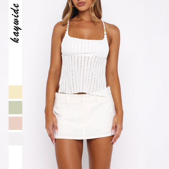 Damen Top mit gekräuseltem Design EB