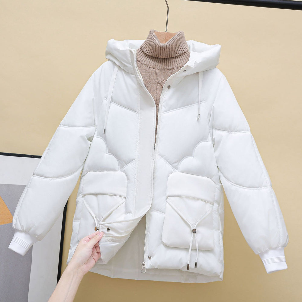 Damen gesteppte Winterjacke mit Kapuze und Herzdetails EB