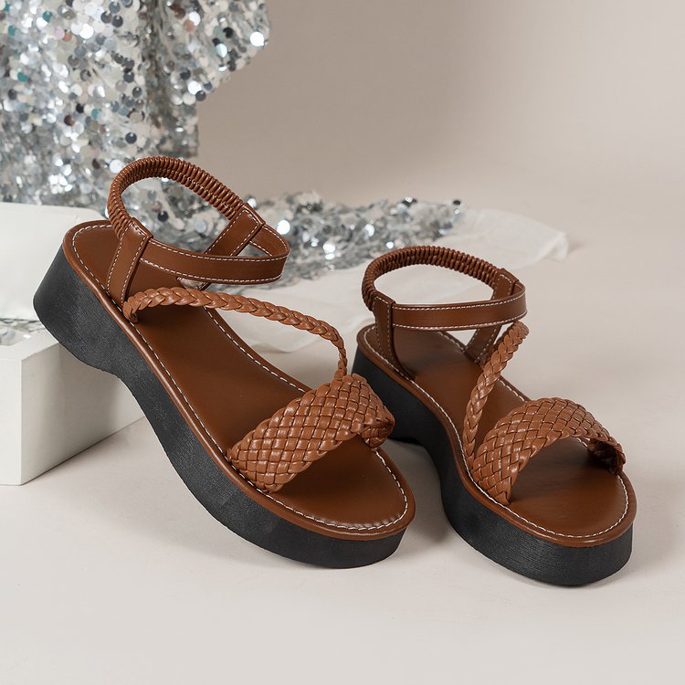 Damen Wedge-Sandalen mit geflochtenem Design und komfortabler Fußbettgestaltung EB