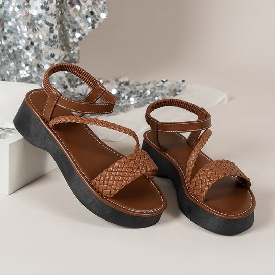 Damen Wedge-Sandalen mit geflochtenem Design und komfortabler Fußbettgestaltung EB