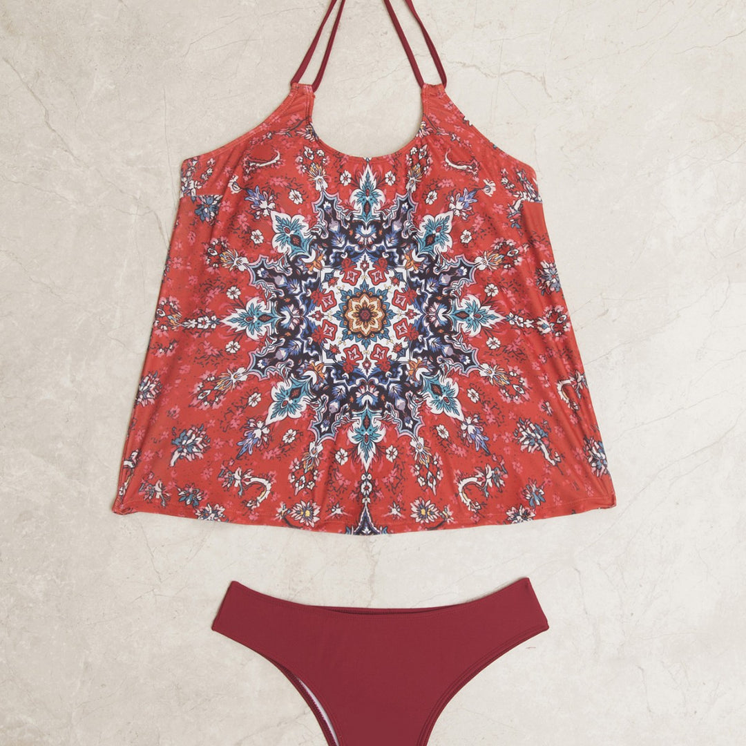 Damen Tankini-Set mit modischem Muster und lässigem Schnitt EB