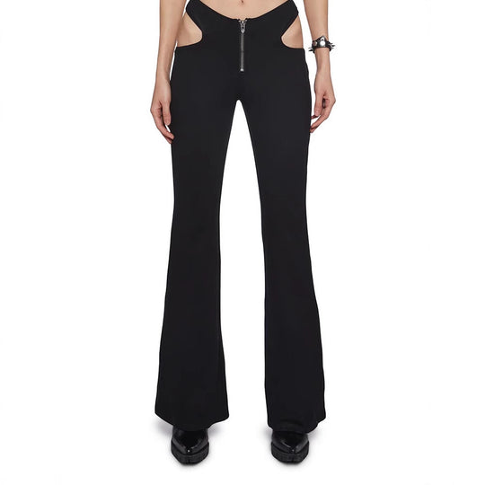 Damen Figurbetonte Schlaghose mit seitlichen Cut-Outs EB