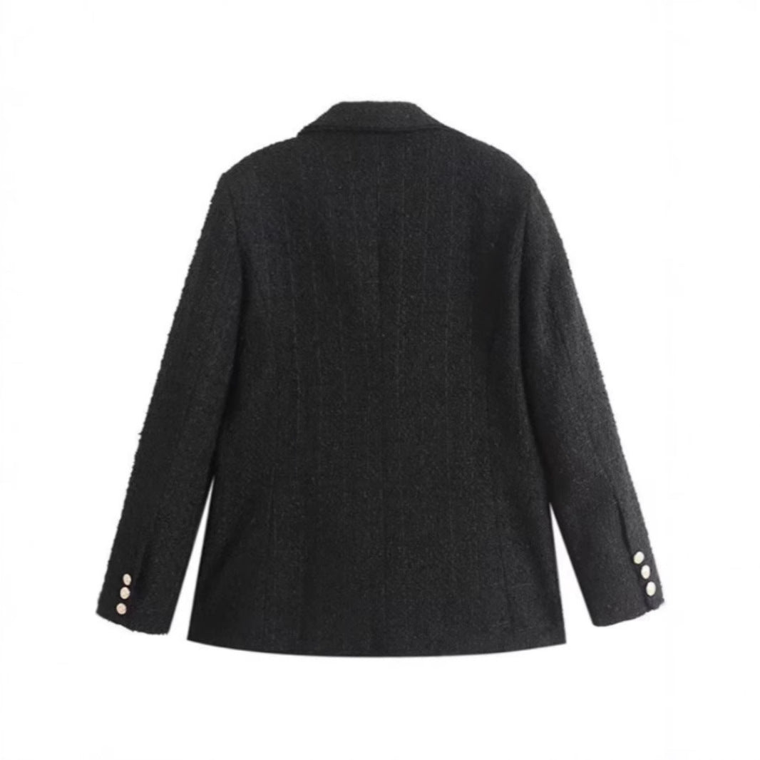 Damen Tweed Blazerjacke mit doppelter Knopfleiste und elegantem Schnitt EB