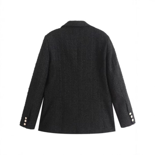Damen Tweed Blazerjacke mit doppelter Knopfleiste und elegantem Schnitt EB