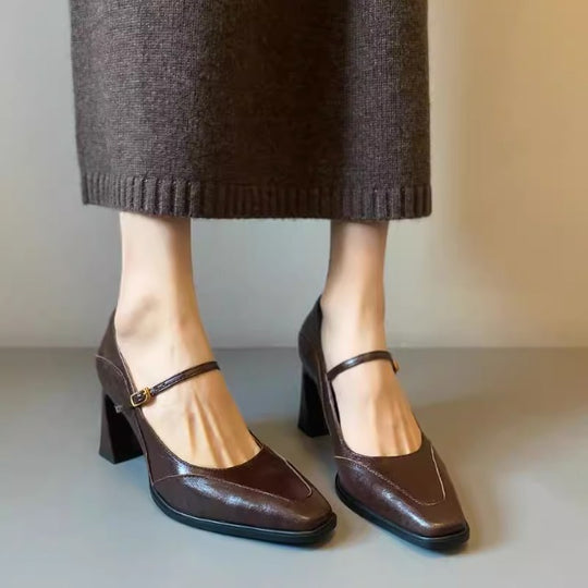 Damen Mary Jane Pumps mit elegantem Blockabsatz EB