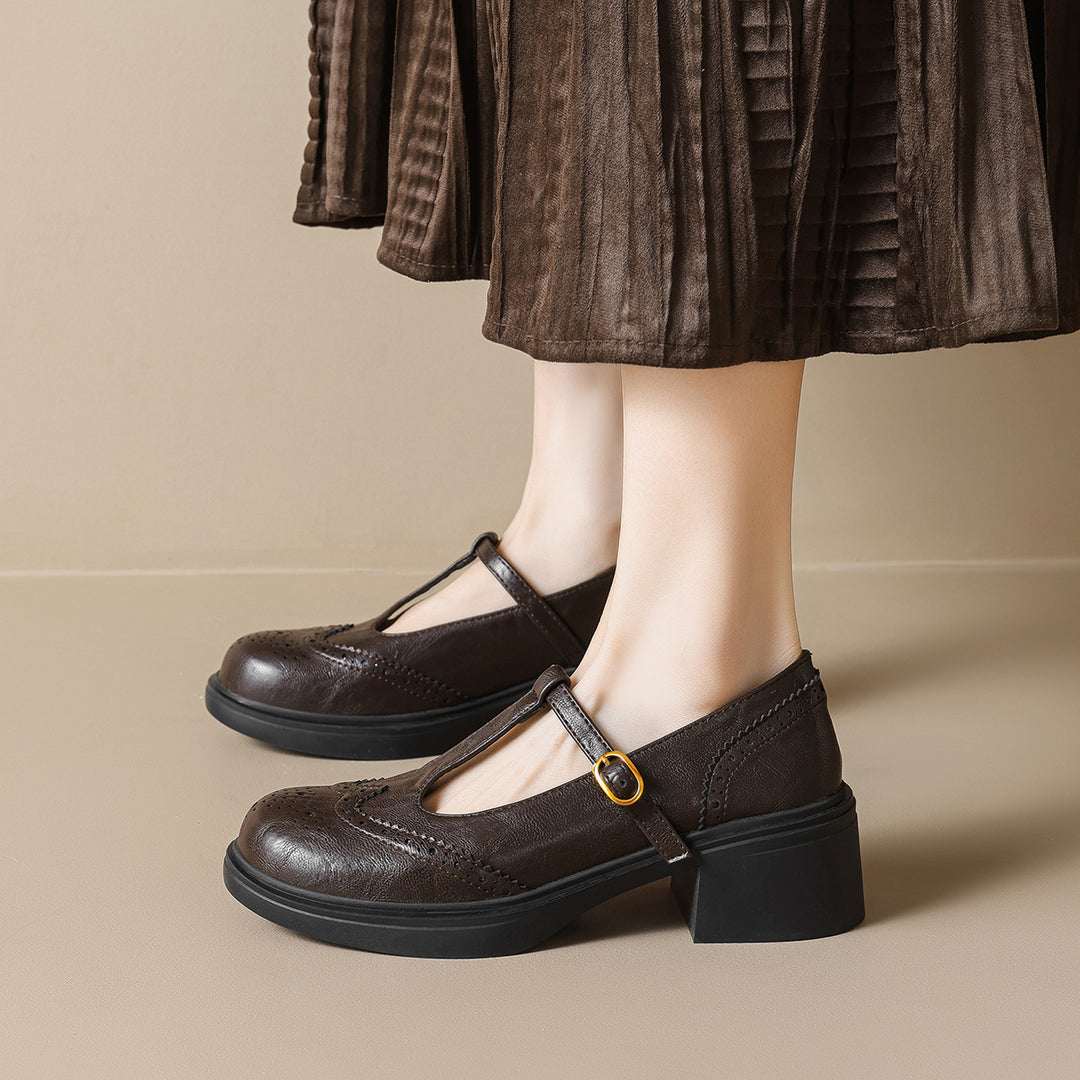 Damen Ballerinas mit modischem Riemen und stilvollem Blockabsatz EB
