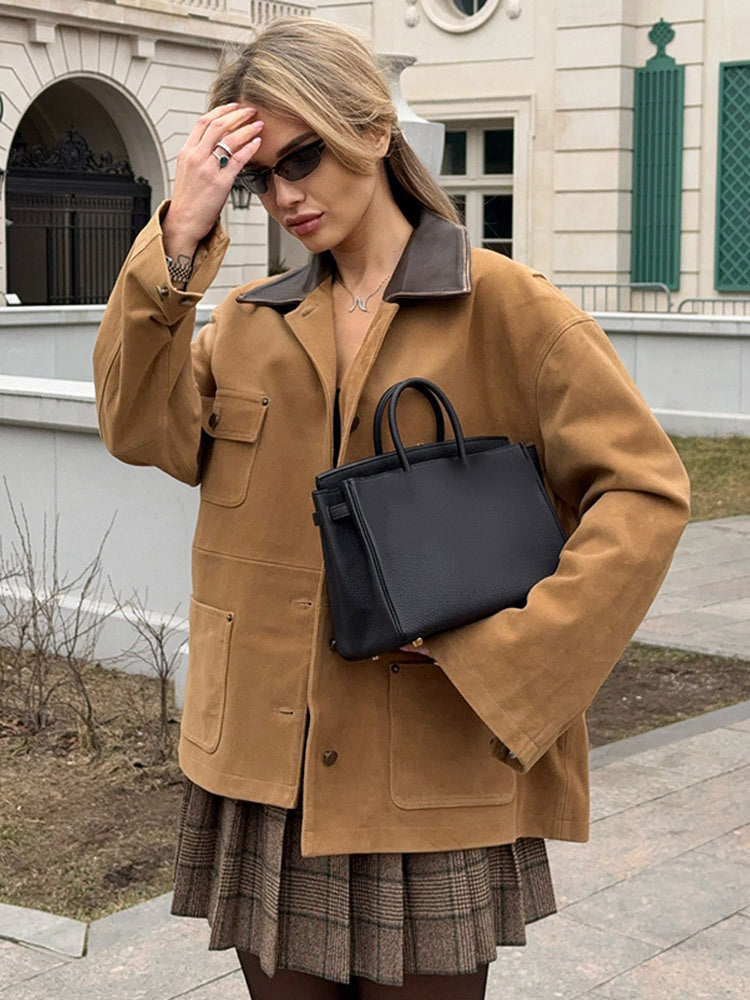 Damen Lässig geschnittene Wildlederjacke EB
