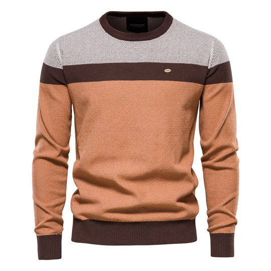 Herren Strickpullover mit modernem Farbblockdesign und feiner Struktur EB