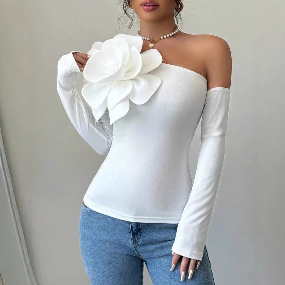 Damen Body mit eleganter Bloom-Applikation und langem Arm EB