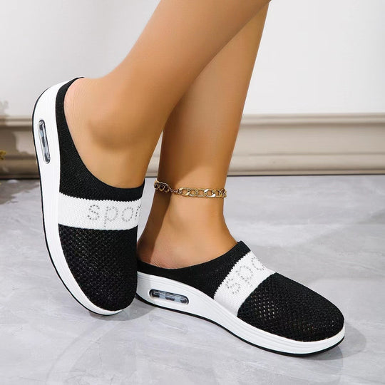 Damen Sportliche Slip-On Sneakers mit atmungsaktivem Obermaterial und dämpfender Sohle EB