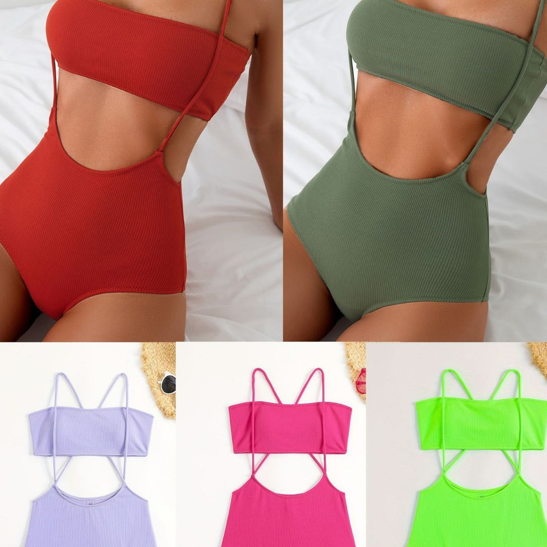 Damen Sportlicher Hochgeschnittener Bikini EB