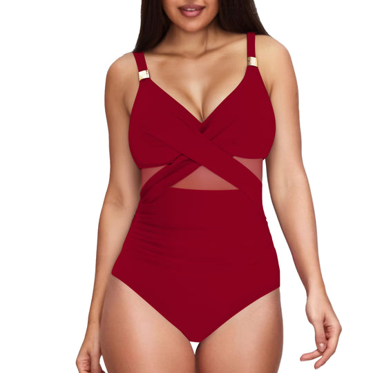 Damen Eleganter Einteiler mit transparenter Einsätzen EB