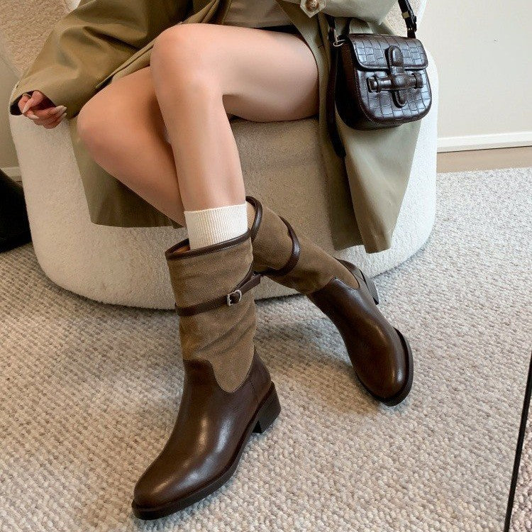 Damen modische Stiefel mit variabler Schaftbreite und bequemem Innenfutter EB