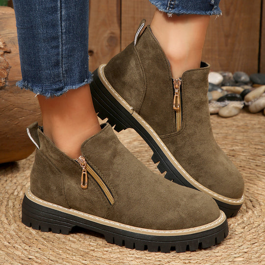 Damen Stiefeletten mit dekorativem Reißverschluss und rutschfester Sohle EB