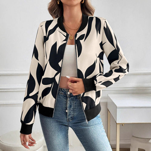 Damen Bomberjacke mit floralem Print und sportlichem Schnitt EB