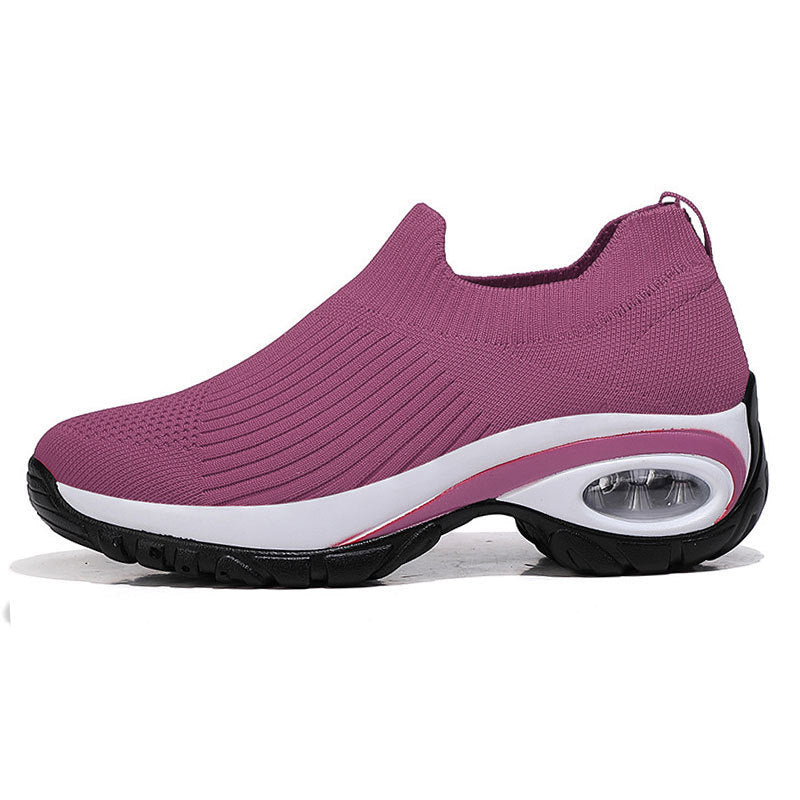 Damen Komfortable Slip-On Sneakers mit atmungsaktiver Strickoberfläche EB