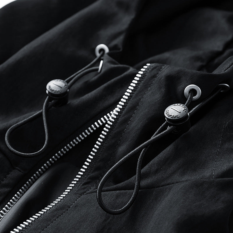 Unisex windabweisende Oversize-Kapuzenjacke aus Microfaser mit elastischem Saum EB