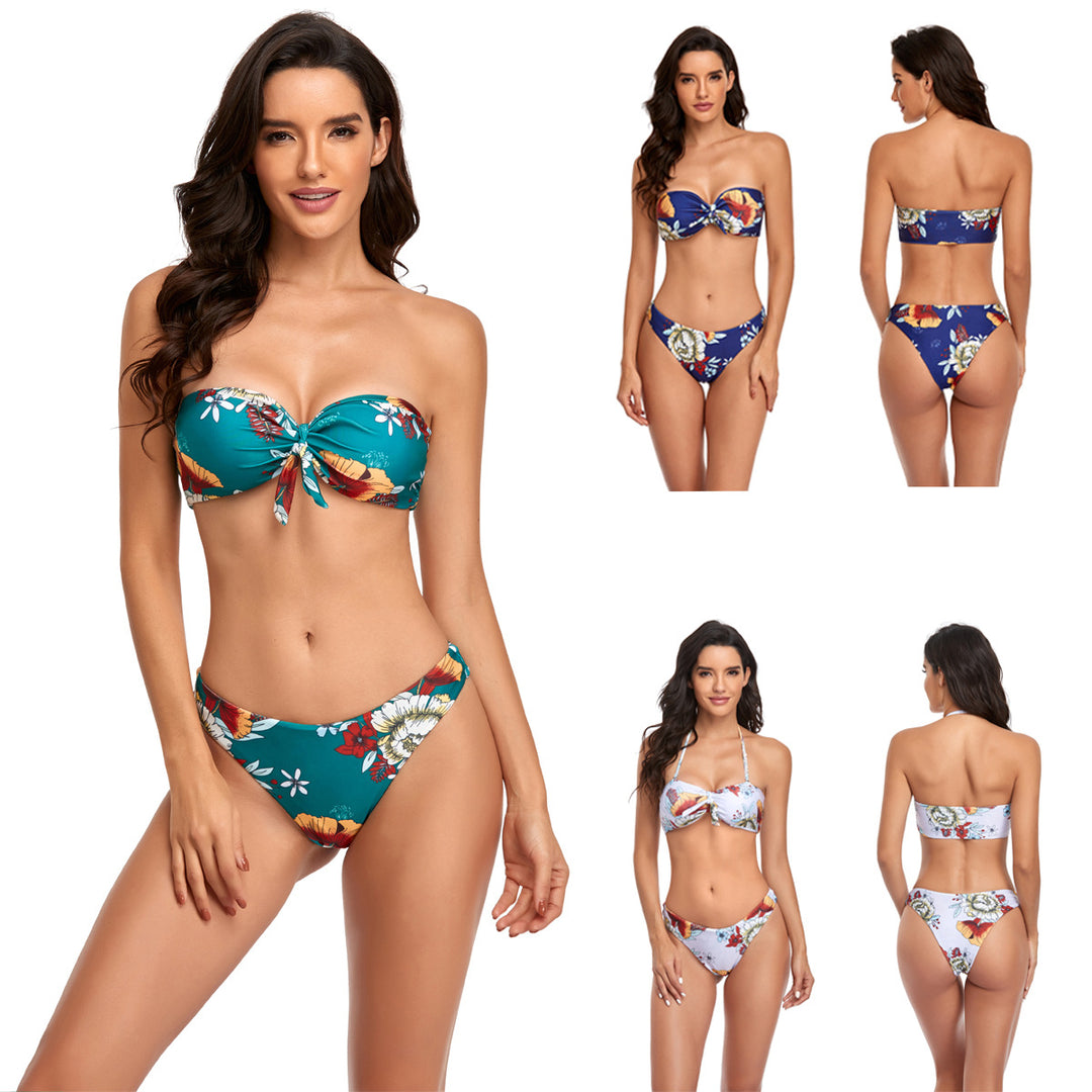 Damen Bandeau-Bikini mit verstellbarem Knotted Detail EB