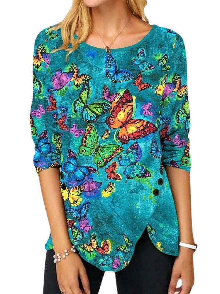 Damen Langärmeliges Oversize-Sweatshirt mit abstraktem Aquarell-Mosaikprint EB