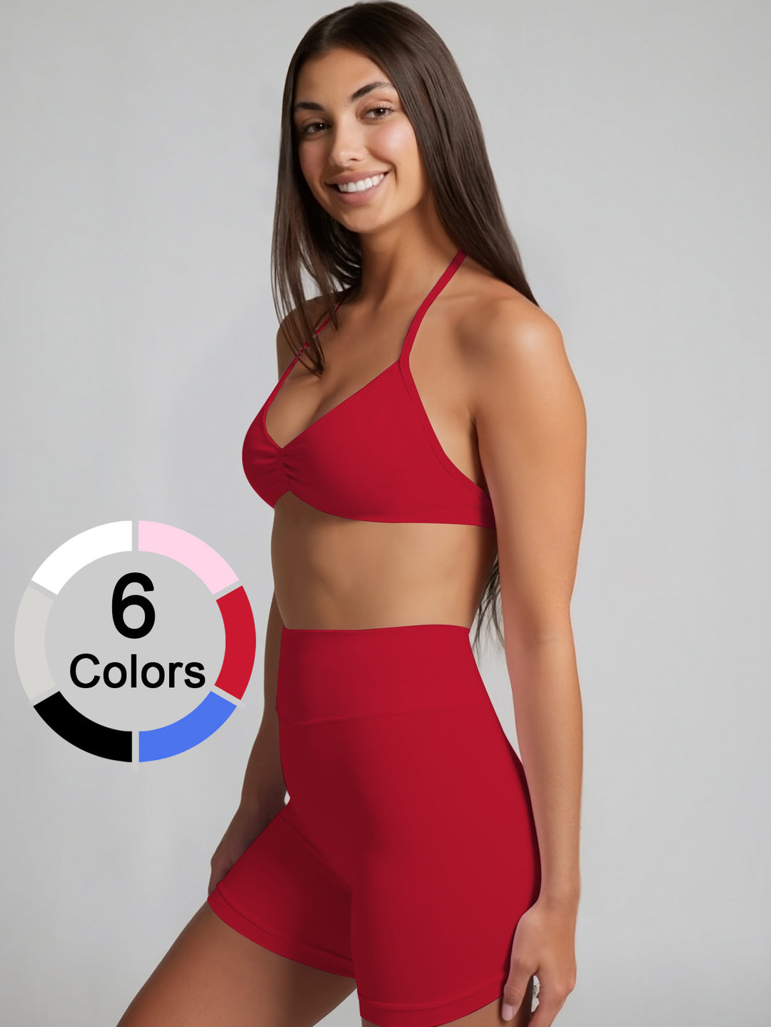 Damen Sportliches Bikini-Set mit hochgeschnittenen Shorts und elastischer Unterstützung EB