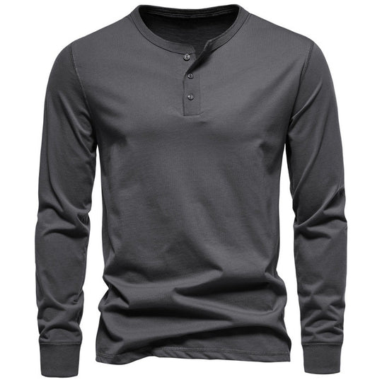 Herren Langarmshirt mit Knopfverschluss und modernem Design EB