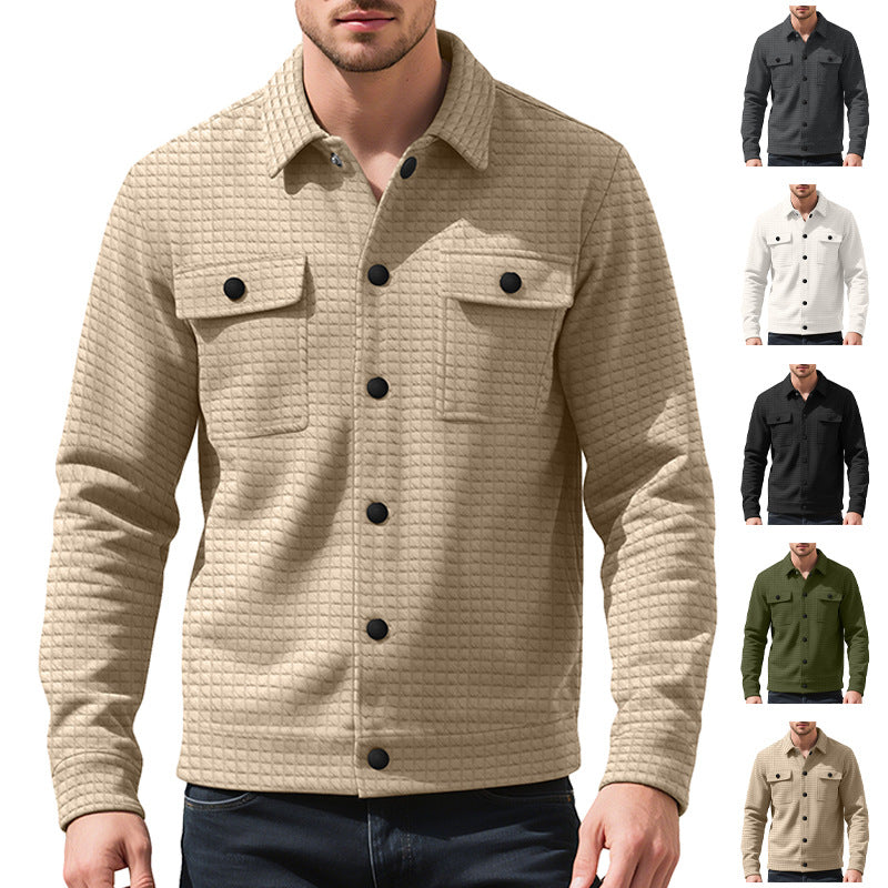 Herren nan Hemdjacke mit quadratischer Steppstruktur Druckknopffront und Brustklappen EB