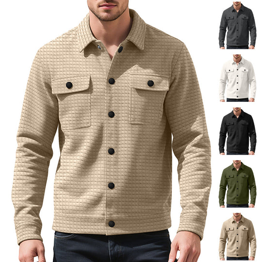 Herren nan Hemdjacke mit quadratischer Steppstruktur Druckknopffront und Brustklappen EB